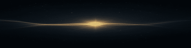 Glowing golden light beam with intricate patterns on a dark background.